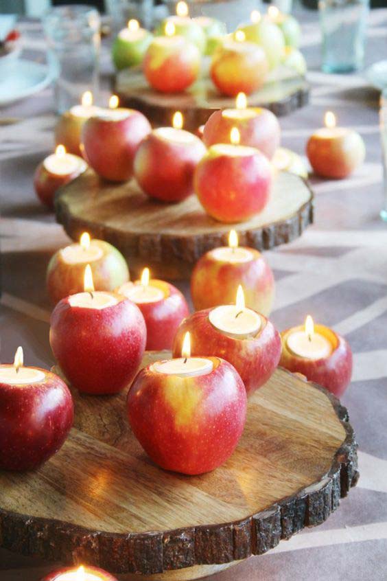 4. Apple Tea Light Candles #dollarstore #falldecor #diy #decorhomeideas