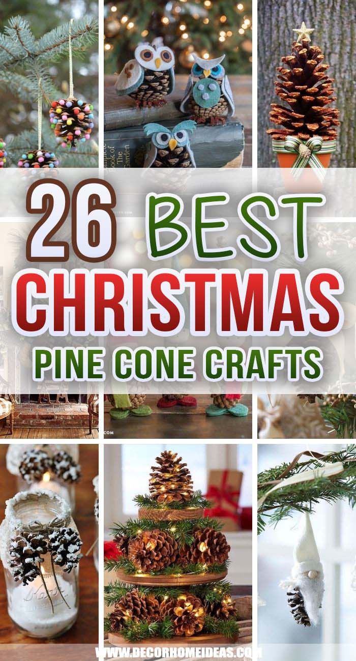 Best Christmas Pine Cones Crafts. Inspire yourself with these adorable Christmas pine cone crafts. Create your own crafted pine cone ornaments and centerpieces. #decorhomeideas