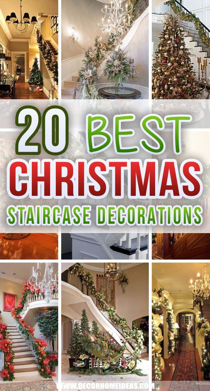 Best Christmas Staircase Decorations. From intricate garlands to minimalist red ribbon, these staircase Christmas decorations will make your steps the centerpiece of your holiday decor. #decorhomeideas