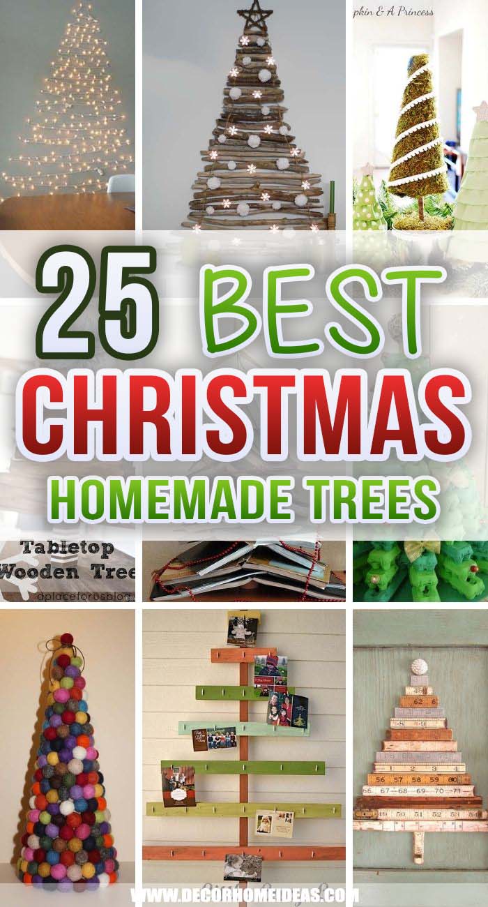 Best Homemade Christmas Trees And Ideas. DIY a homemade Christmas tree to make the holidays even more joyful! Take a look at these gorgeous ideas and create your own Christmas tree. #decorhomeideas
