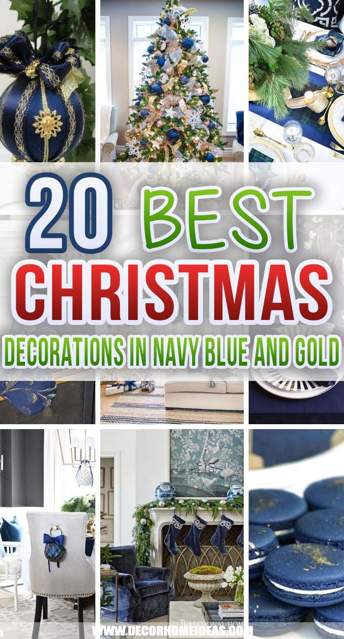 Best Navy Blue And Gold Christmas Decorations. Are you tired of classic and traditional Christmas colored decorations? Me too! Take a look at this fabulous navy blue and gold combination for inspiration. #decorhomeideas