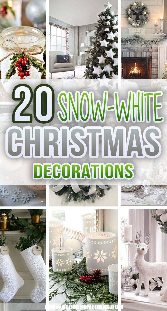 Best White Christmas Decorations. Pure white Christmas decoration is not dull and boring. It's clean and trendy and could be more appealing than any over-colored Christmas theme. #decorhomeideas