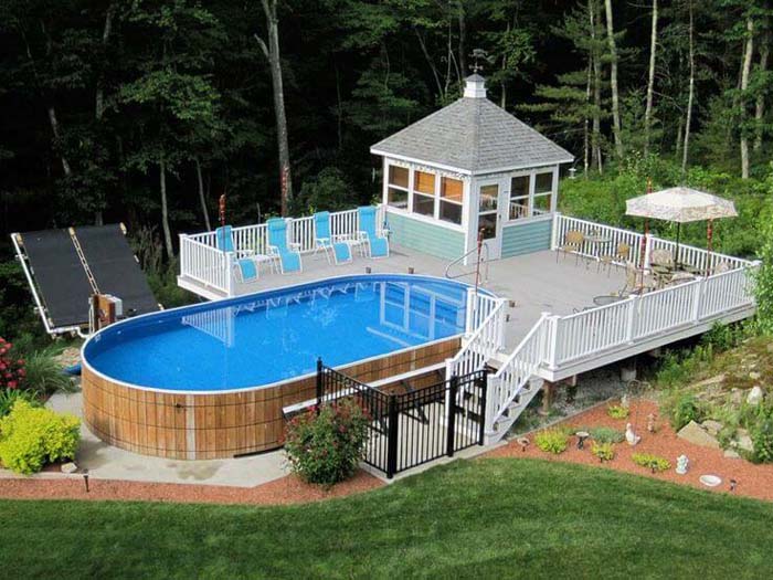 22. Big Enclosed Above-Ground Pool #abovegroundpoolwithdeck #decorhomeideas