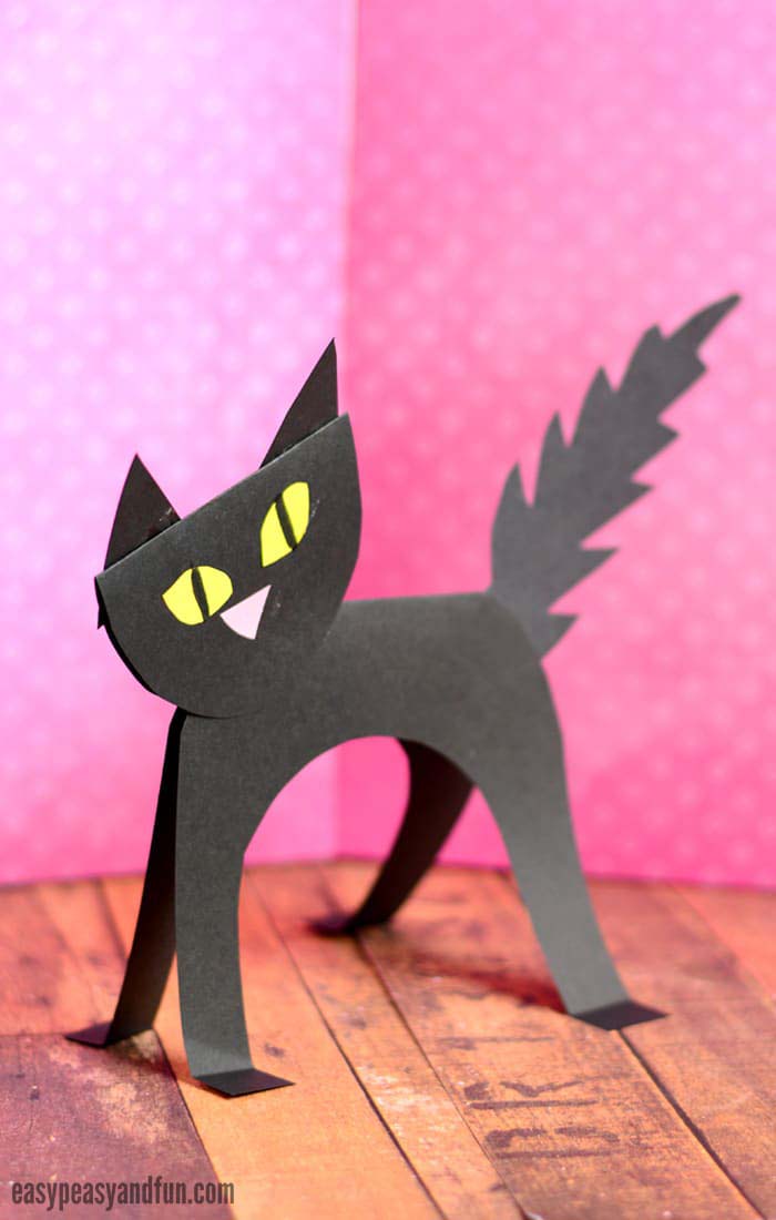 1. Black Cat Paper Craft #halloween #crafts #kids #decorhomeideas
