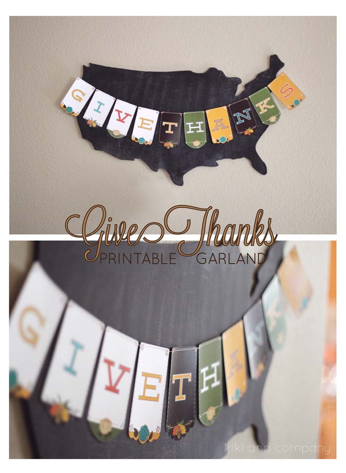 4. Bunting on Painted USA Wood Cutout #thanksgiving #decor #decorhomeideas