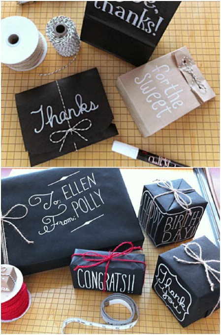 4. Chalkboard Wrapping #Christmas #gifts #decorhomeideas