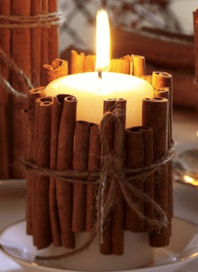 10. Cinnamon Stick Candle #dollarstore #falldecor #diy #decorhomeideas
