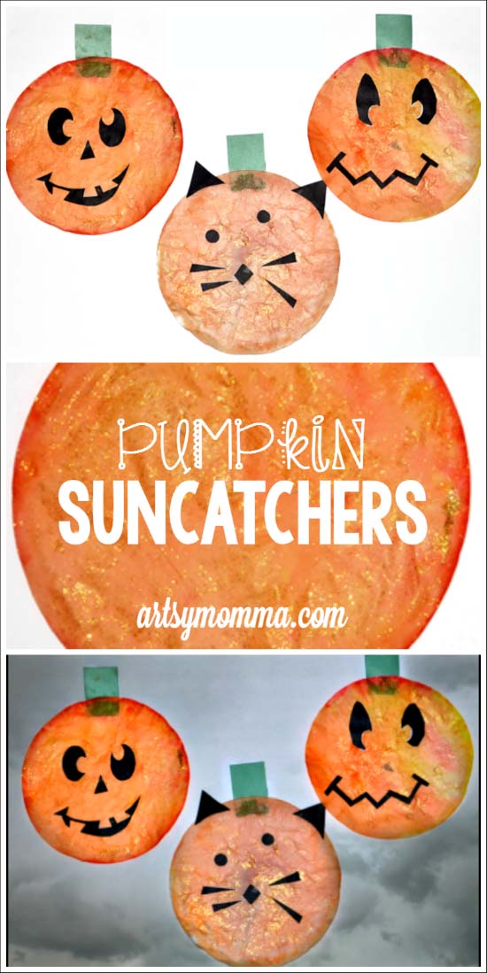 4. Coffee Filter Jack-o-Lantern Sun Catchers #halloween #crafts #kids #decorhomeideas