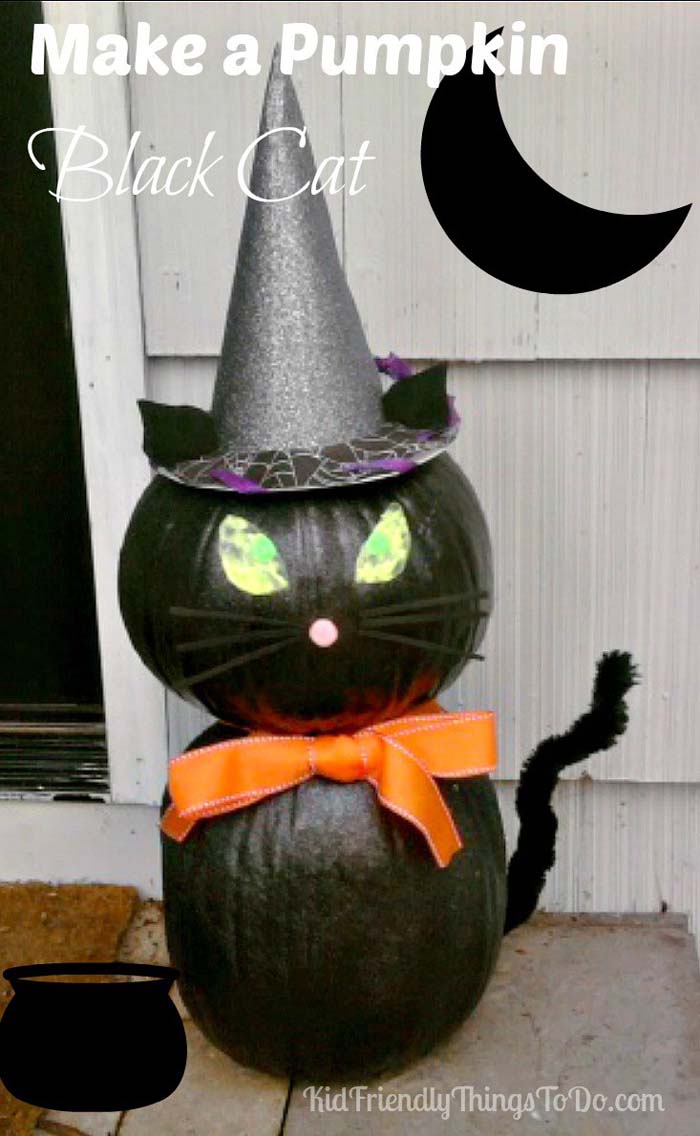 12. Create a Pumpkin Cat #halloween #party #decor #decorhomeideas