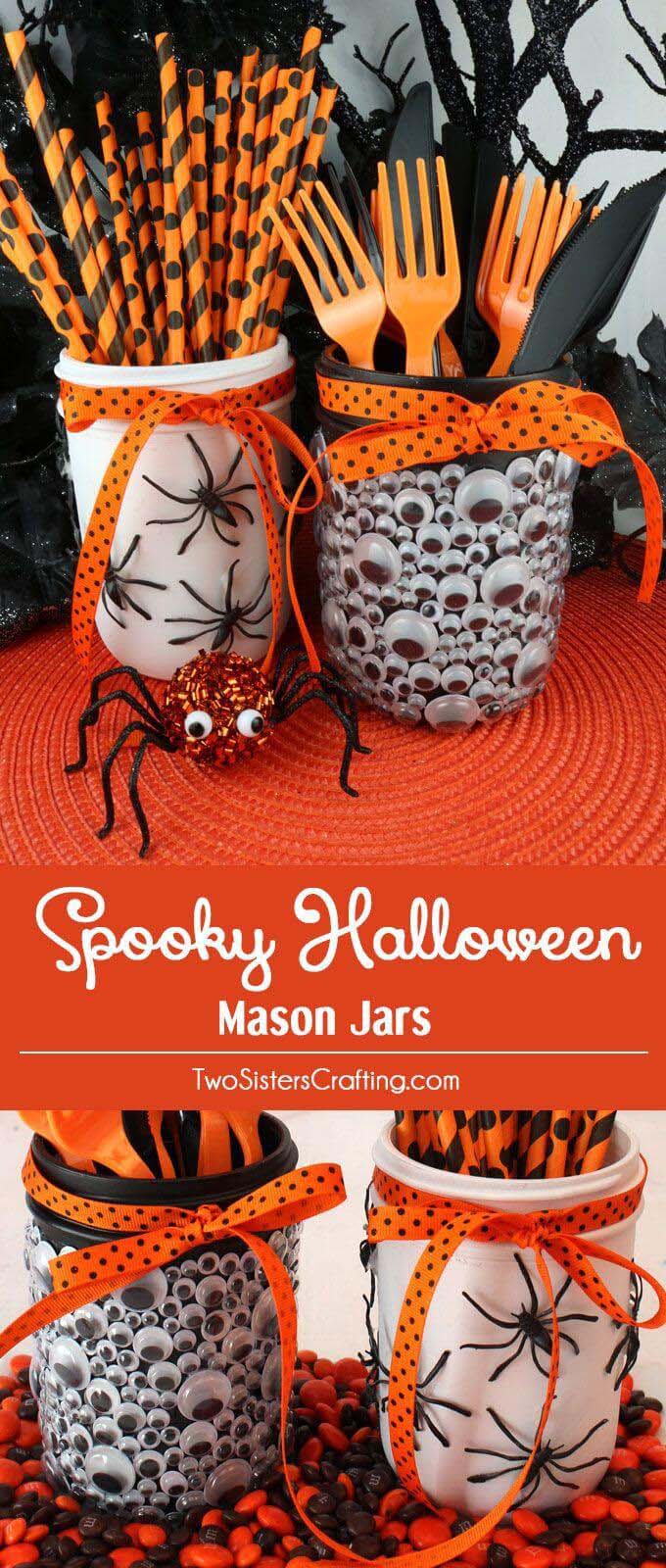 7. Creepy Mason Jar Halloween Crafts Party Decor #halloween #masonjar #crafts #decorhomeideas