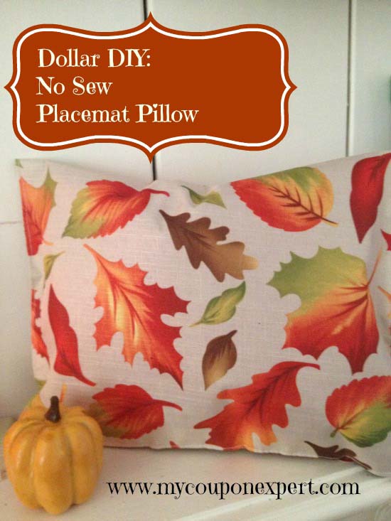 15. DIY No Sew Placemat Pillow #dollarstore #falldecor #diy #decorhomeideas