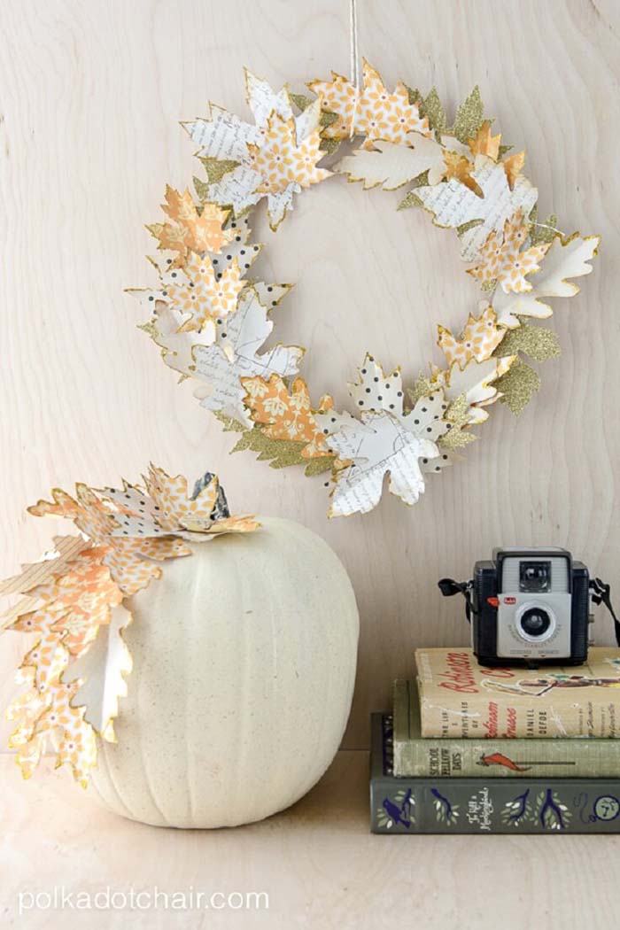 8. DIY Patterned Metallic Leaf Accents #fall #leaf #crafts #decorhomeideas