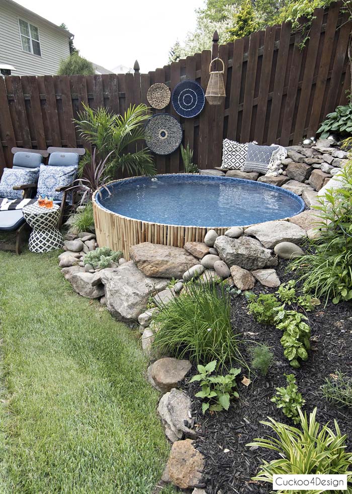 32. DIY Swimming Pool for Sloped Yard #landscapingideas #decorhomeideas