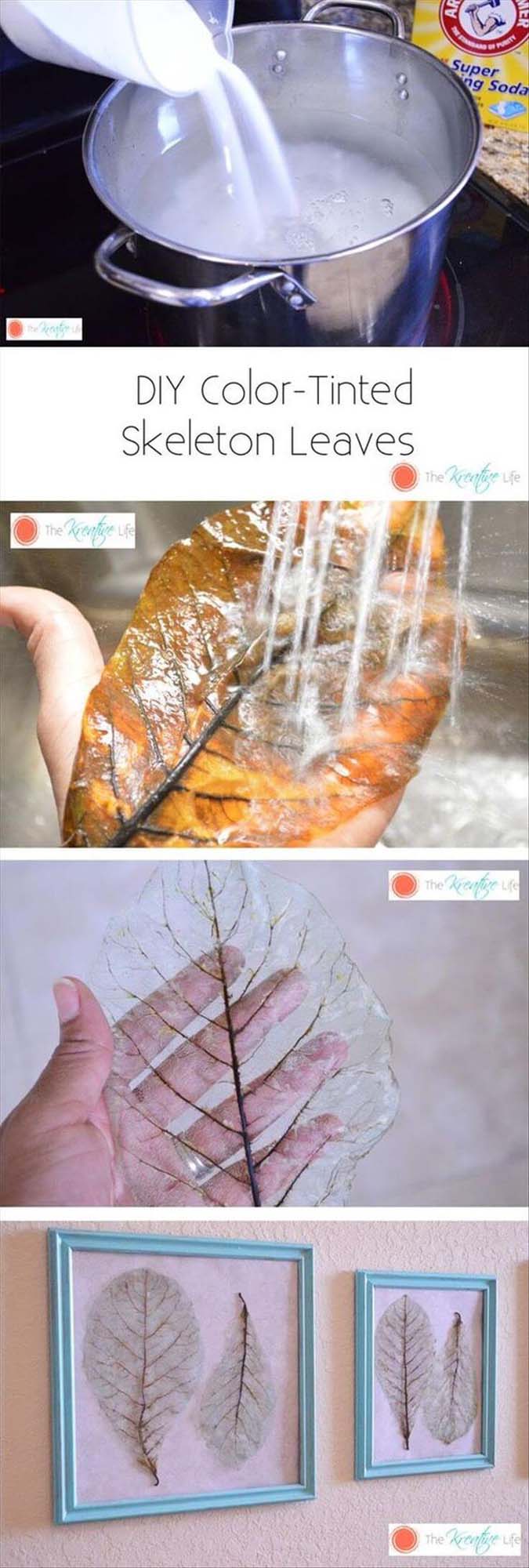 11. Easy Ethereal Bleached Leaf Skeletons #fall #leaf #crafts #decorhomeideas