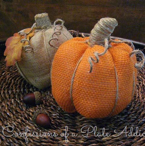 23. Easy No Sew Burlap Pumpkin #dollarstore #falldecor #diy #decorhomeideas