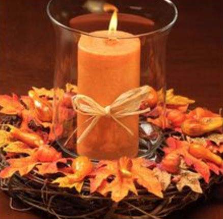 27. Fall Candle Wreath #dollarstore #falldecor #diy #decorhomeideas