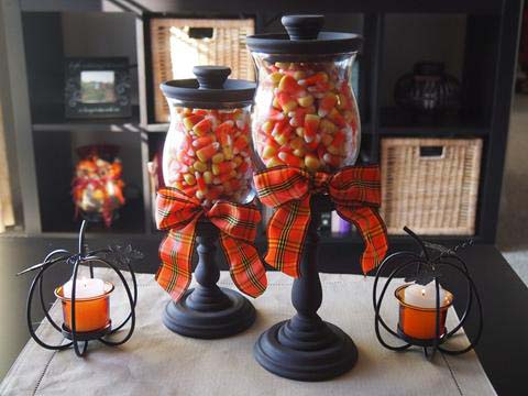 29. Fall Candy Corn Jars #dollarstore #falldecor #diy #decorhomeideas