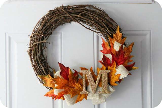 33. Fall Letter Wreath #dollarstore #falldecor #diy #decorhomeideas