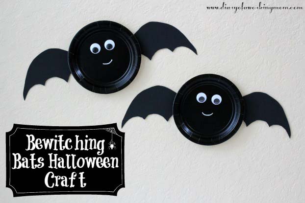 8. Fierce Flock of Cake-plate Bats #halloween #crafts #kids #decorhomeideas
