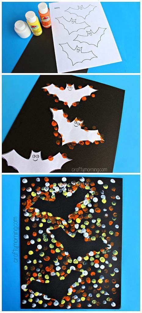 10. Flying Bat Resist Painting #halloween #crafts #kids #decorhomeideas