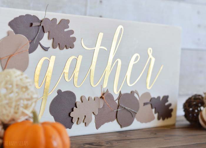 18. Golden Gather Thanksgiving Time Sign #thanksgiving #decor #decorhomeideas