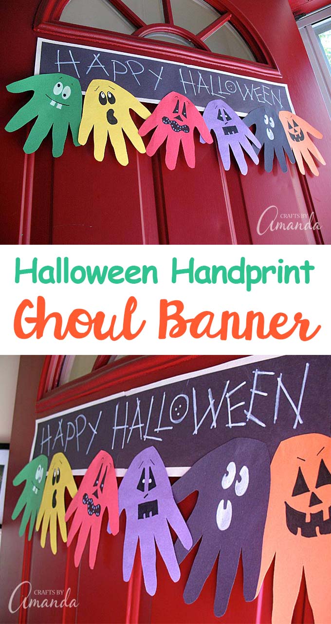 20. Hand Print Halloween Banner #halloween #crafts #kids #decorhomeideas