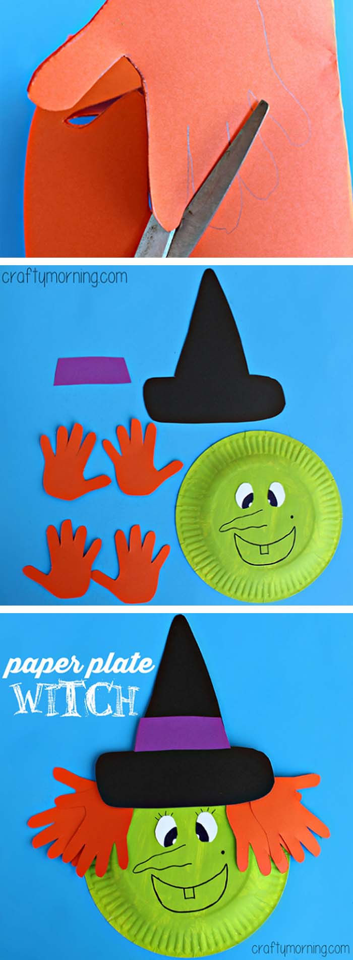 21. Hand Print Witch Paper Craft #halloween #crafts #kids #decorhomeideas