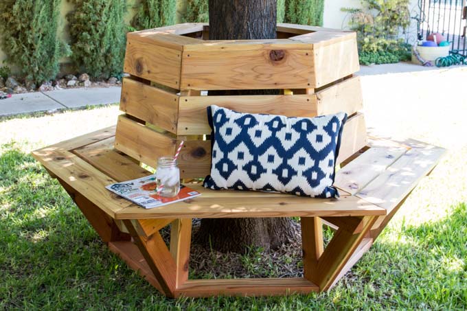 Hexagon Cedar Bench #cheap #landscaping #decorhomeideas
