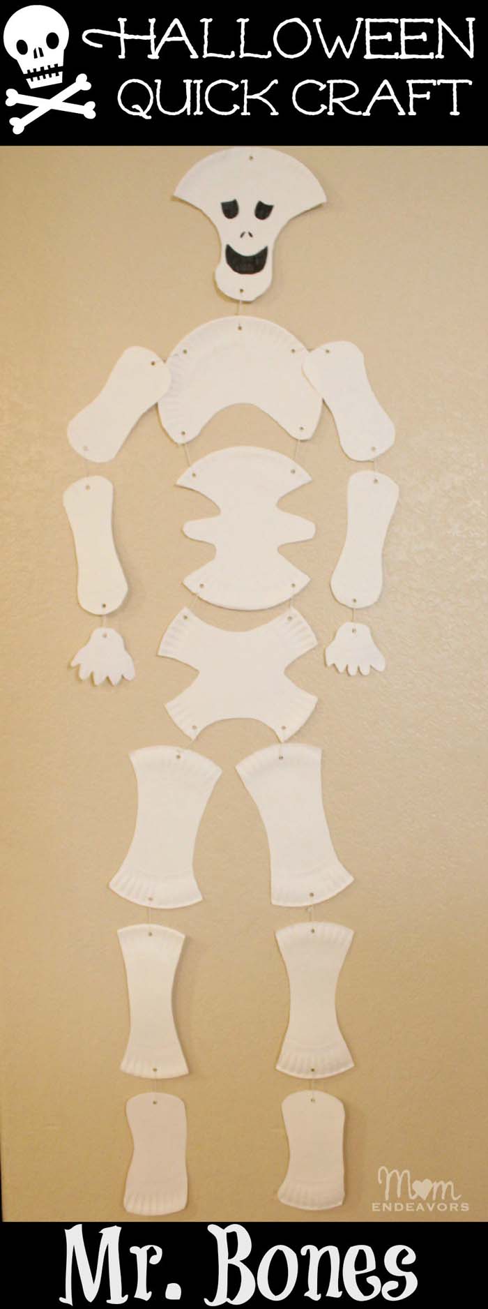 26. Mr. Bones, the Paper Plate Skeleton #halloween #crafts #kids #decorhomeideas