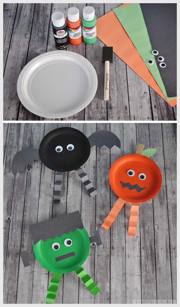 29. Paper Plate Halloween Characters #halloween #crafts #kids #decorhomeideas