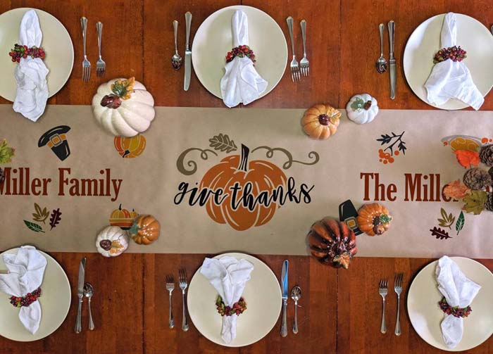 24. Personalized Thanksgiving Give Thanks Table Runner #thanksgiving #decor #decorhomeideas