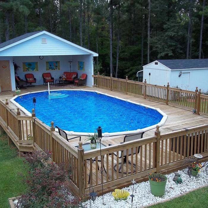 35. Pool With Deck and Patio #abovegroundpoolwithdeck #decorhomeideas