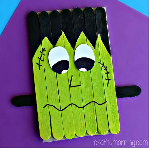35. Popsicle Stick Frankenstein #halloween #crafts #kids #decorhomeideas