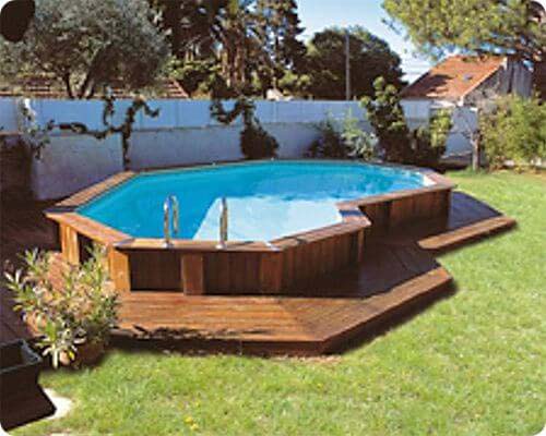 37. Semi Buried Pool with Composite Deck #abovegroundpoolwithdeck #decorhomeideas