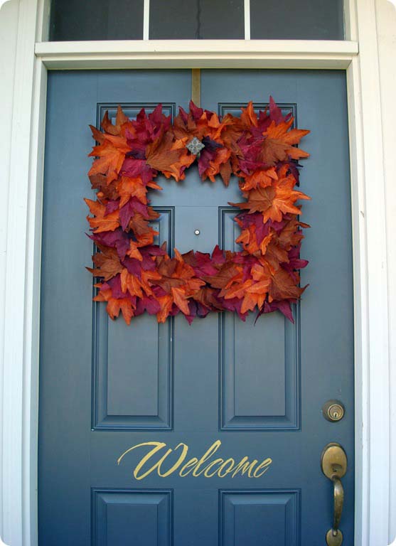 51. Square Fall Leaves Wreath #dollarstore #falldecor #diy #decorhomeideas