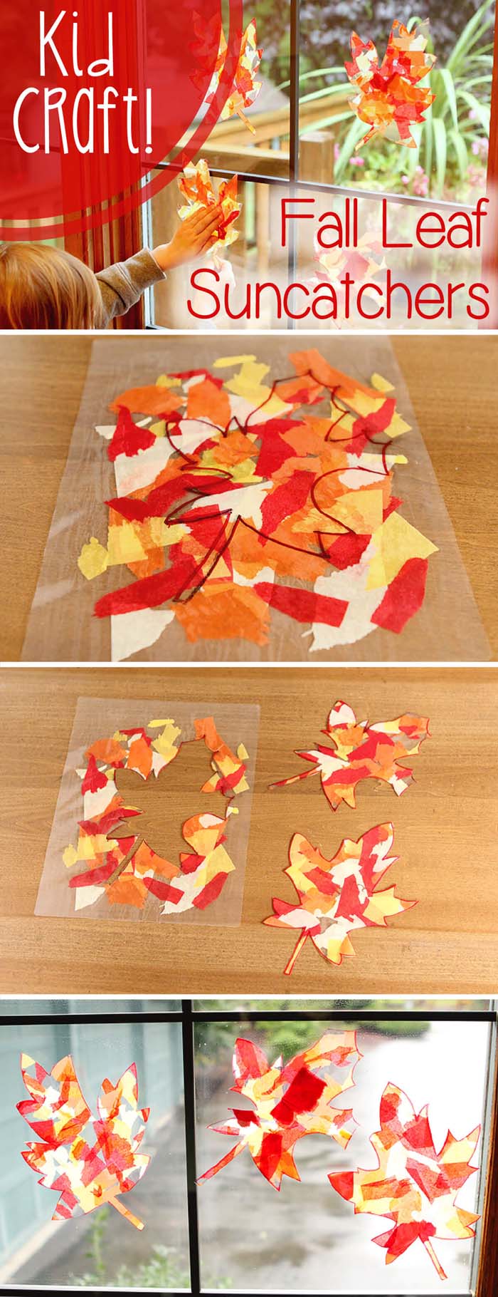 26. Stained Glass Effect Fall Leaf Suncatchers #fall #leaf #crafts #decorhomeideas