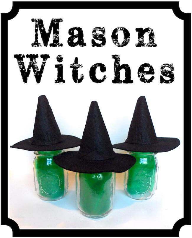 45. Super Simple Mason Jar Witches #halloween #masonjar #crafts #decorhomeideas