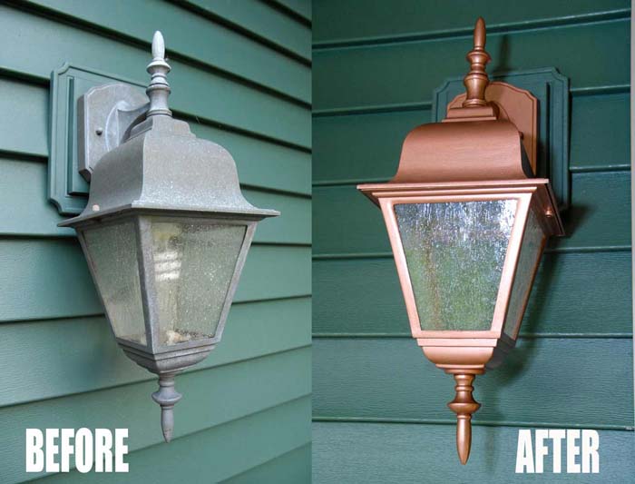 Thrifty Exterior Light Makeover #cheap #landscaping #decorhomeideas