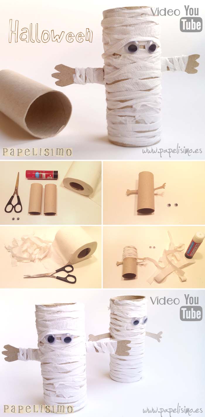 50. Toilet-paper Tube Mummies #halloween #crafts #kids #decorhomeideas