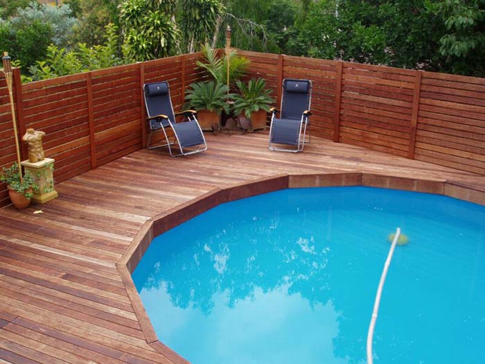 43. Tropical Round Above-Ground Pool #abovegroundpoolwithdeck #decorhomeideas