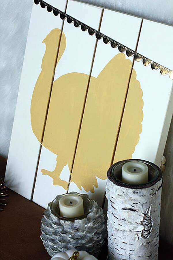 37. Turkey Silhouette Hand Painted Sign #thanksgiving #decor #decorhomeideas