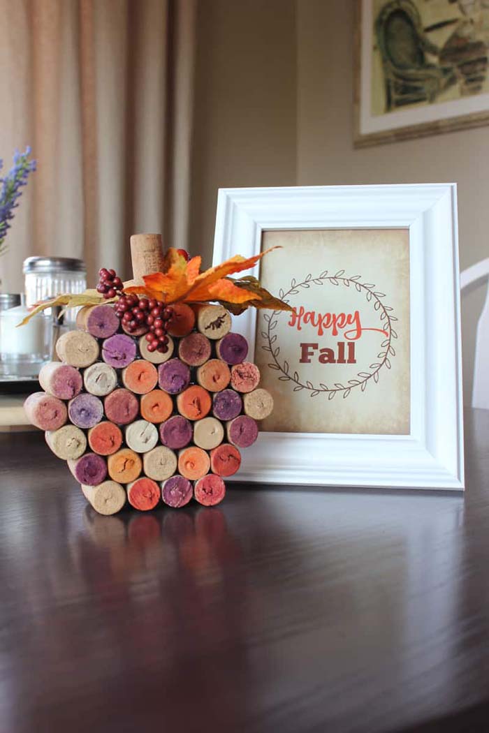 55. Wine Cork Pumpkins #dollarstore #falldecor #diy #decorhomeideas