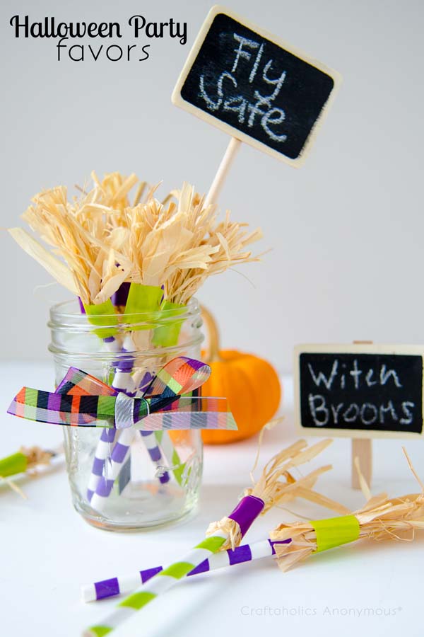 51. Witch Broom Party Favors #halloween #crafts #kids #decorhomeideas