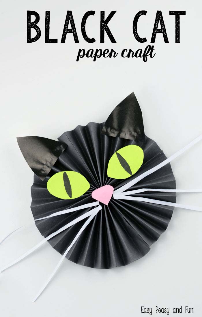 53. Witch's Kitty Paper Cat #halloween #crafts #kids #decorhomeideas