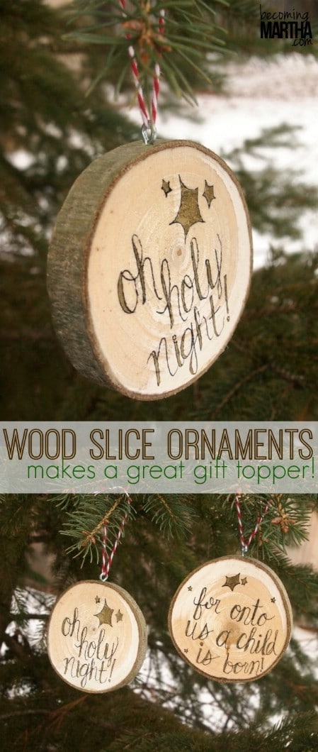 40. Wood Slice Ornaments #Christmas #gifts #decorhomeideas