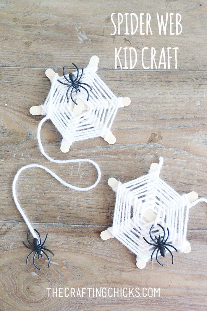55. Woven Craft Stick Spider Webs #halloween #crafts #kids #decorhomeideas