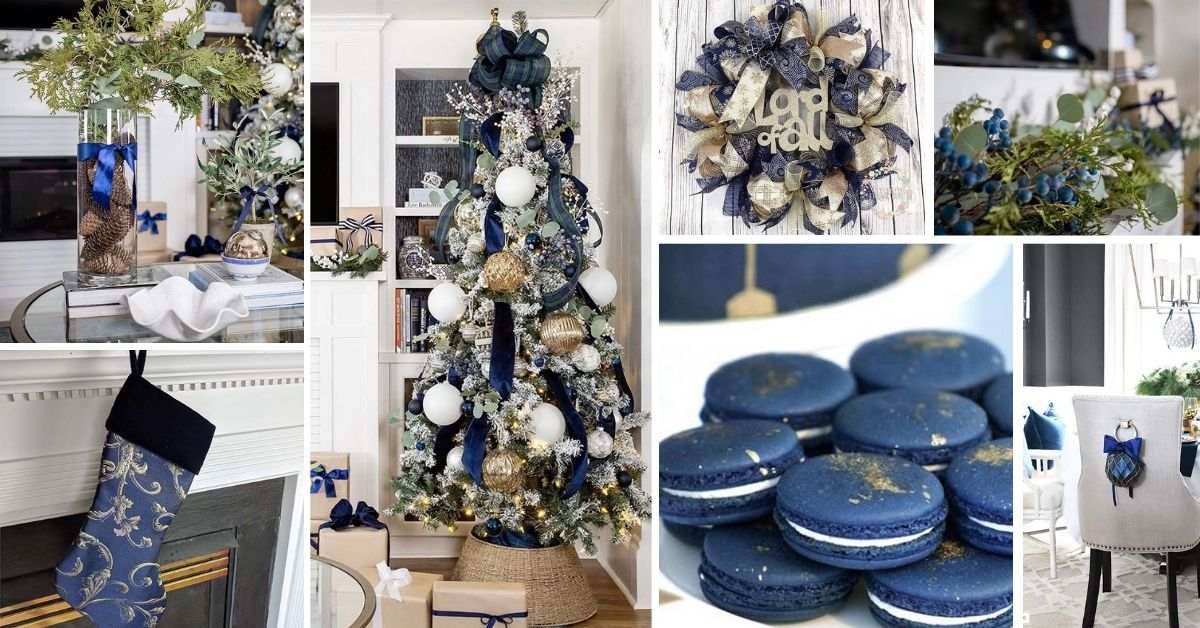 20 Gold Navy Blue Christmas Decorations 1