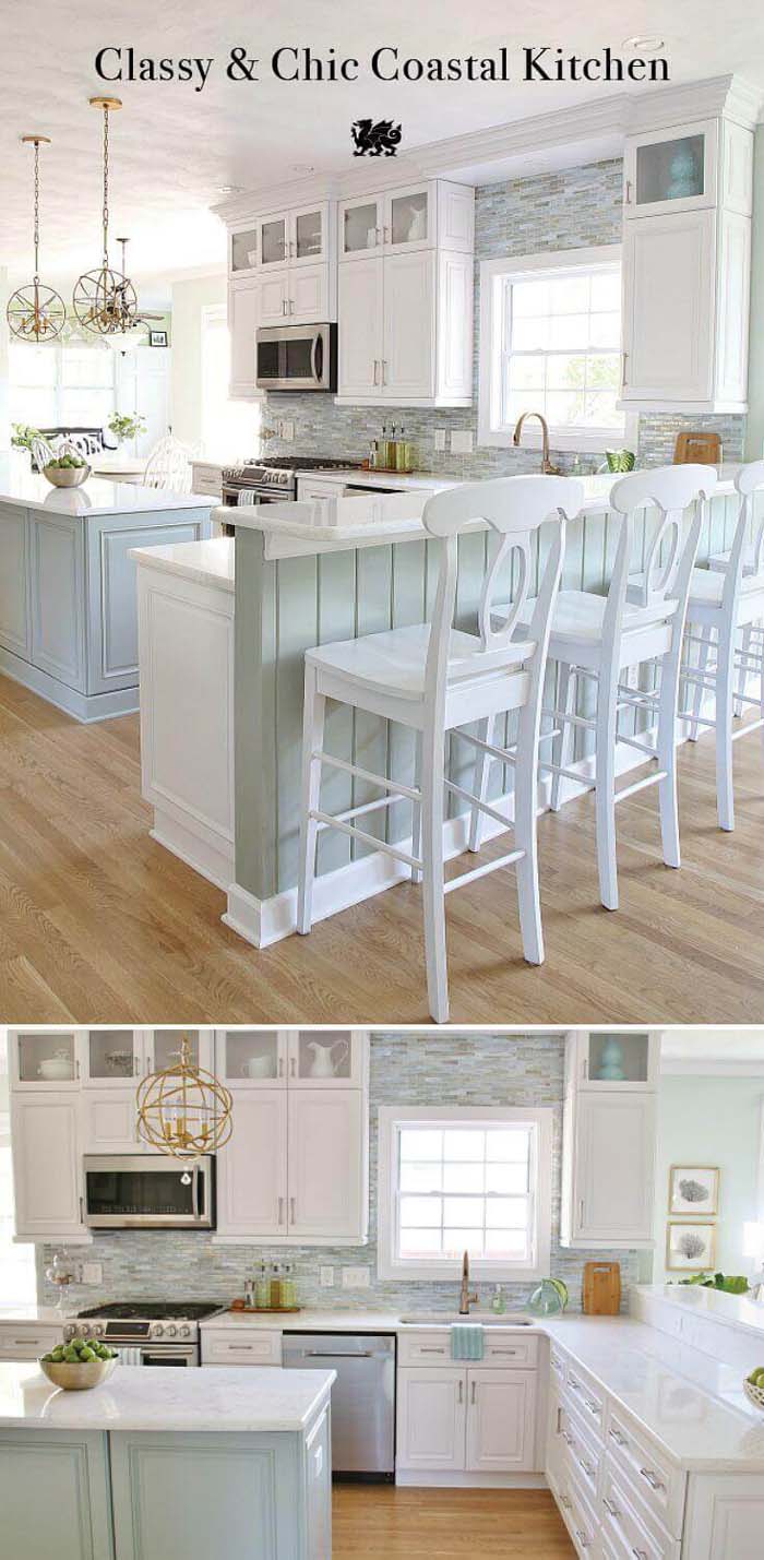 Beautiful and Bright Seascape Kitchen #rusticdecor #shiplap #decorhomeideas