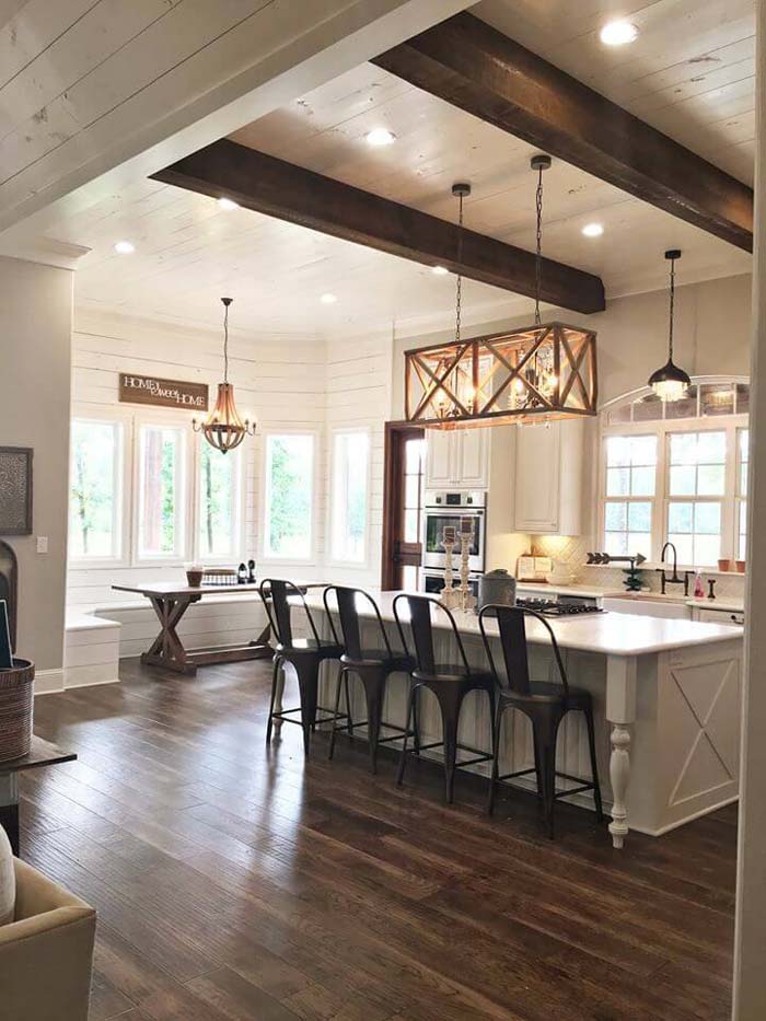 Beautiful Bold Beams in a Modern Country Kitchen #rusticdecor #shiplap #decorhomeideas