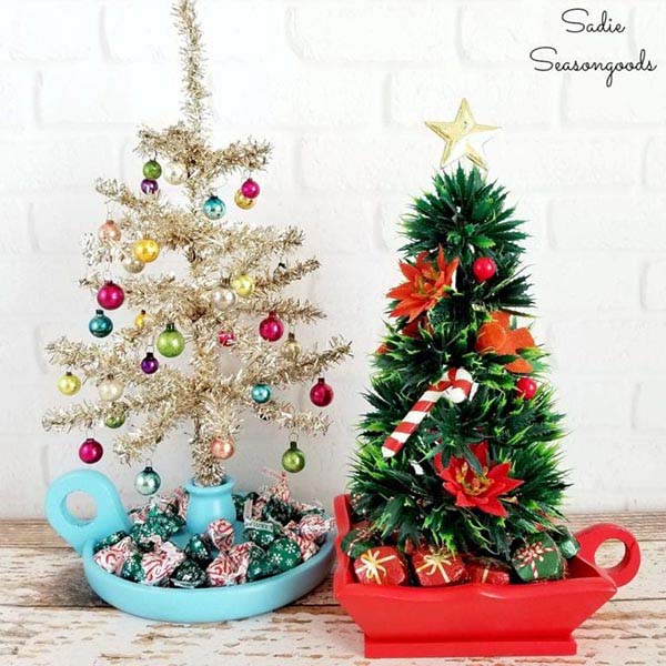 Chamberstick Trees #diy #christmastree #decorhomeideas